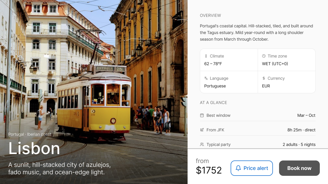 Travel discovery app prototype B